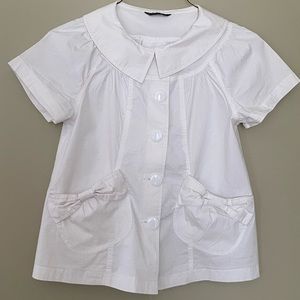 Marc Jacobs white cotton buttoned down short sleeve top